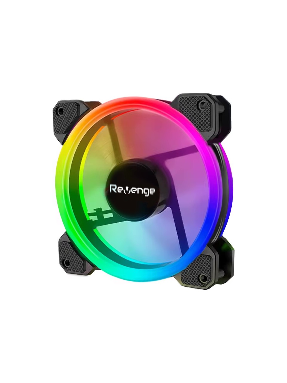 Revenge RV-400 12cm rainbow RGB molex bağlantılı kasa fanı siyah LED fan - 12CM Sabit Yanan Siyah Rainbow Kasa Fanı Molex Bağlantılı LED - Revenge