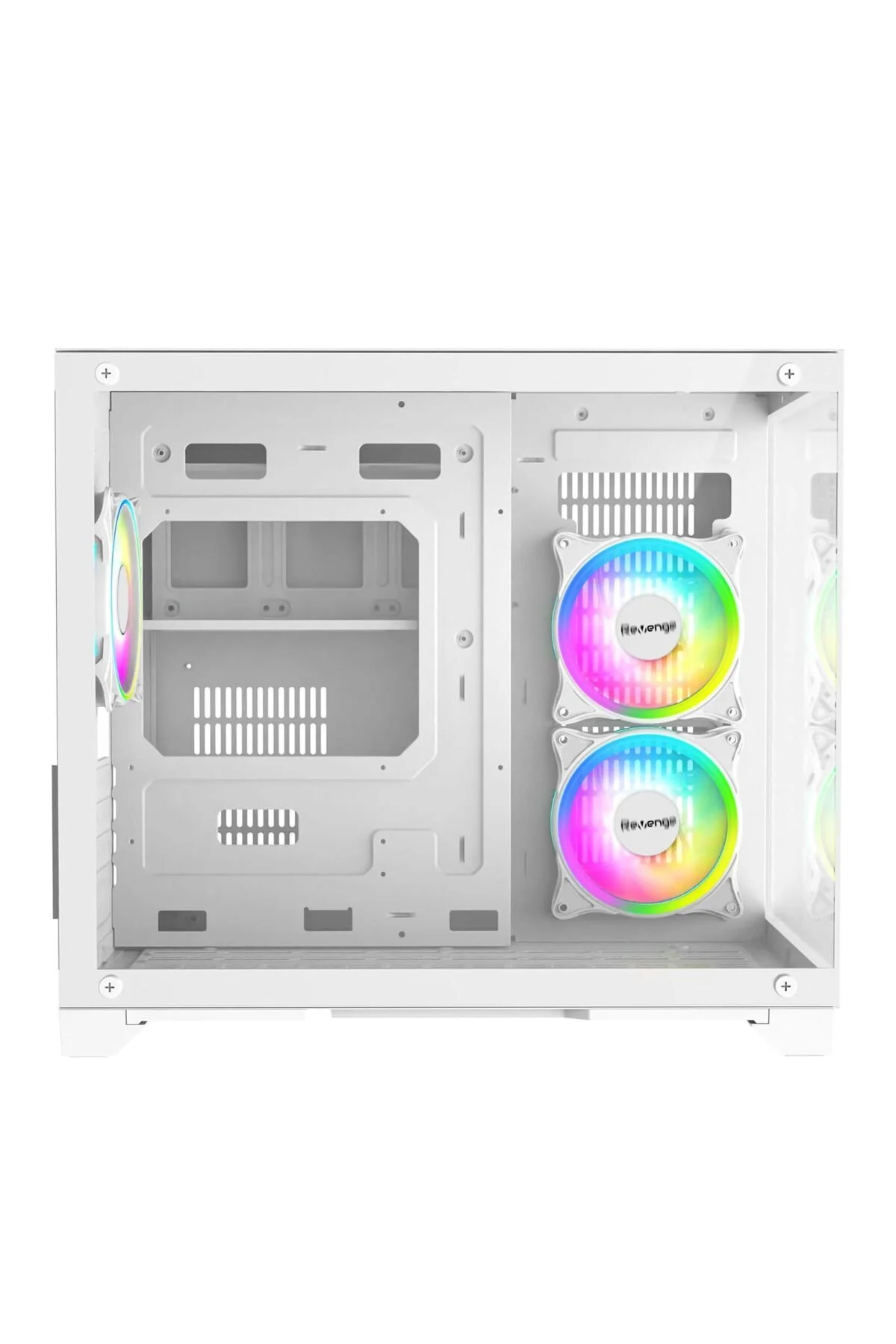 Revenge Nova 3 RGB fanlı temperli cam panel mATX Beyaz gaming oyuncu bilgisayar kasası - RGB 3 Fanlı Beyaz Micro ATX Oyuncu - Revenge